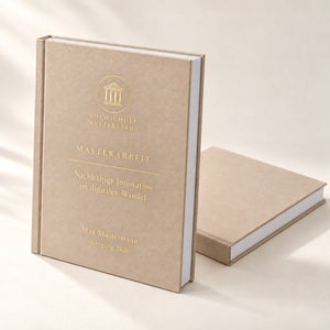 Masterarbeit Hardcover beige mit Goldprägung – DM Printhouse Stuttgart