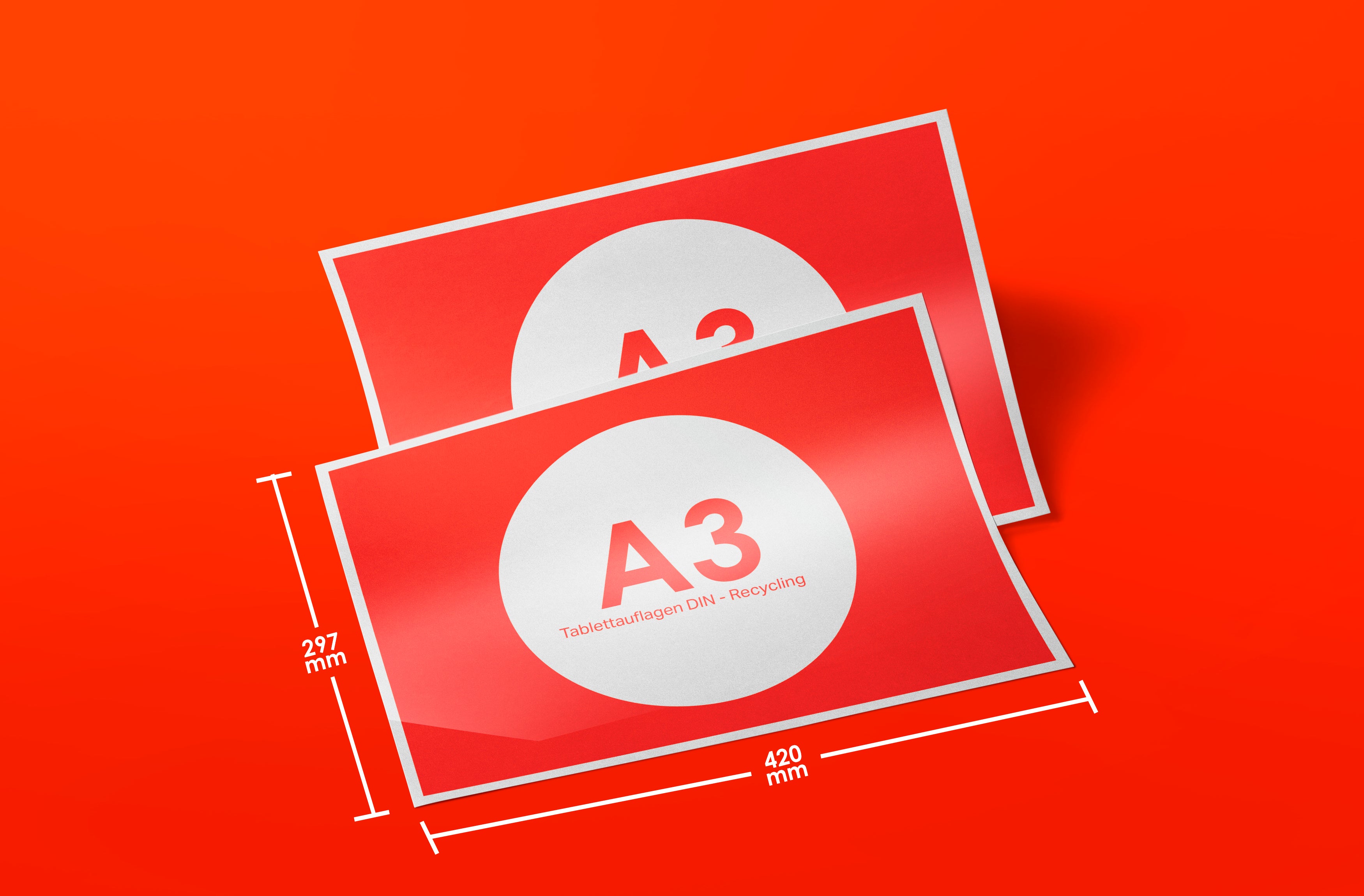 Tablettauflagen A3 – recyclingfähig & vollflächig bunt