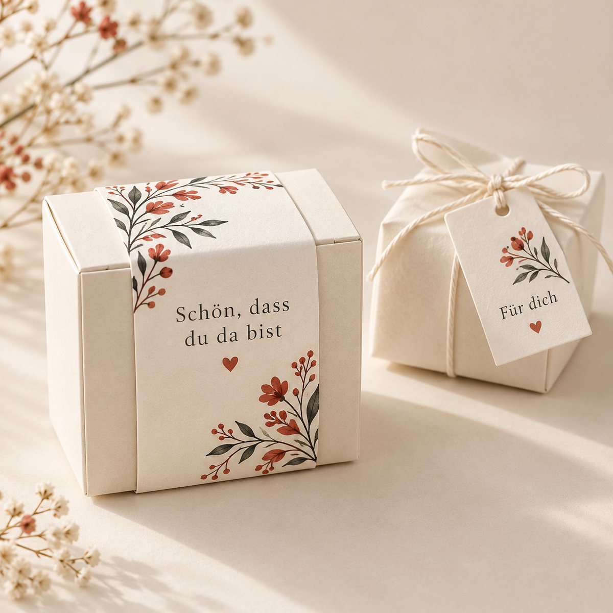 Gastgeschenk mit bedruckter Banderole und Etikett – DM Printhouse Stuttgart