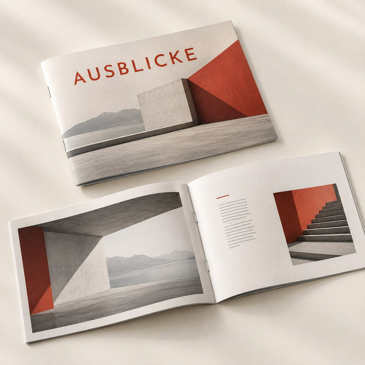 Broschüre im Querformat „Ausblicke“ – DM Printhouse Stuttgart
