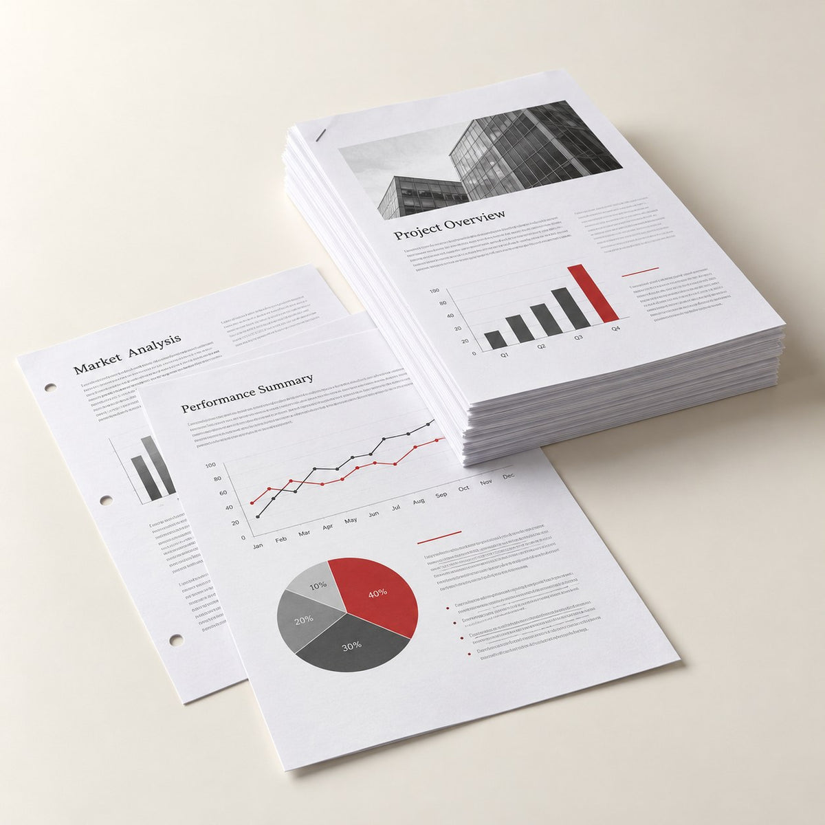 Gedruckte und gelochte Dokumente aus dem Copyshop – DM Printhouse Stuttgart