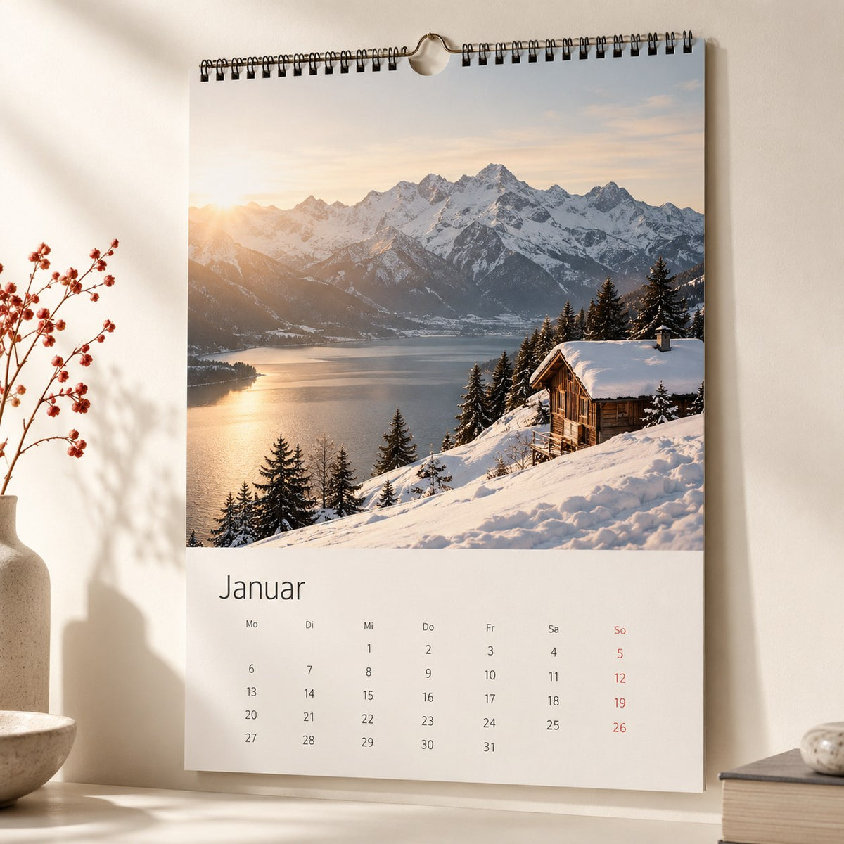 Fotokalender Monatsblatt Januar mit Spiralbindung – DM Printhouse Stuttgart