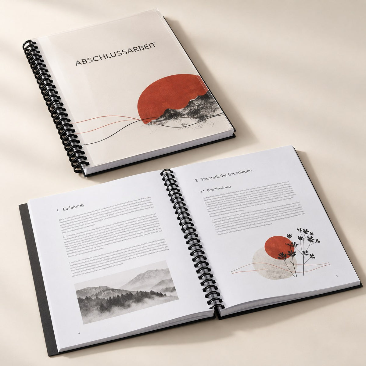 Abschlussarbeit mit Spiralbindung und Folienfront – DM Printhouse Stuttgart
