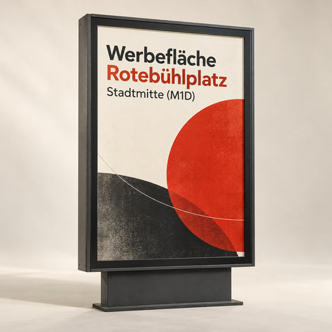 Werbefläche Rotebühlplatz Stadtmitte (M1D) mit Plakatmotiv – DM Printhouse Stuttgart